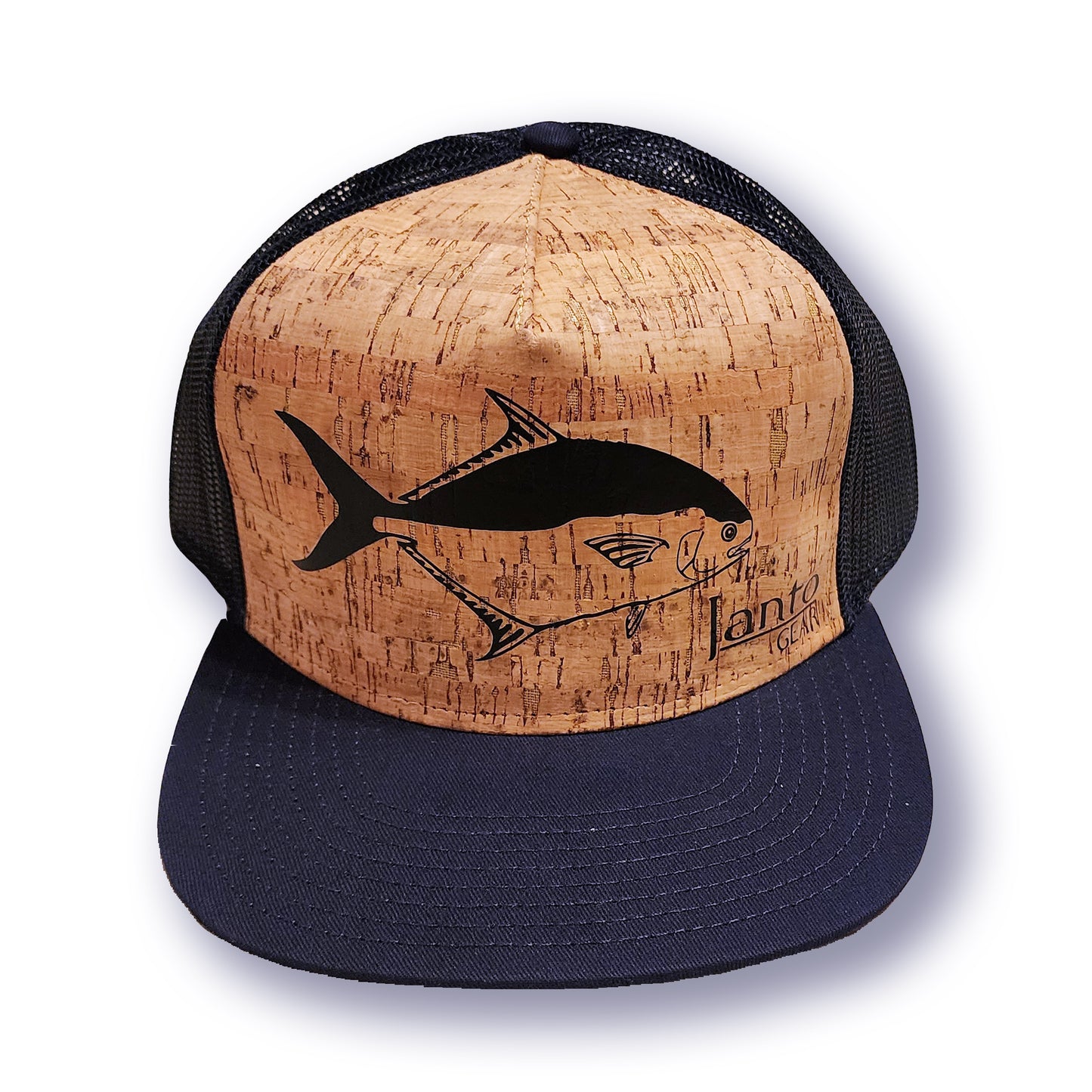 Cork and Navy Flat Bill Hat - (you pick the design) - Janto Gear